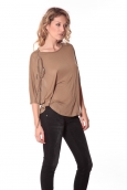 Tee-shirt Plumes 13q555 Camel